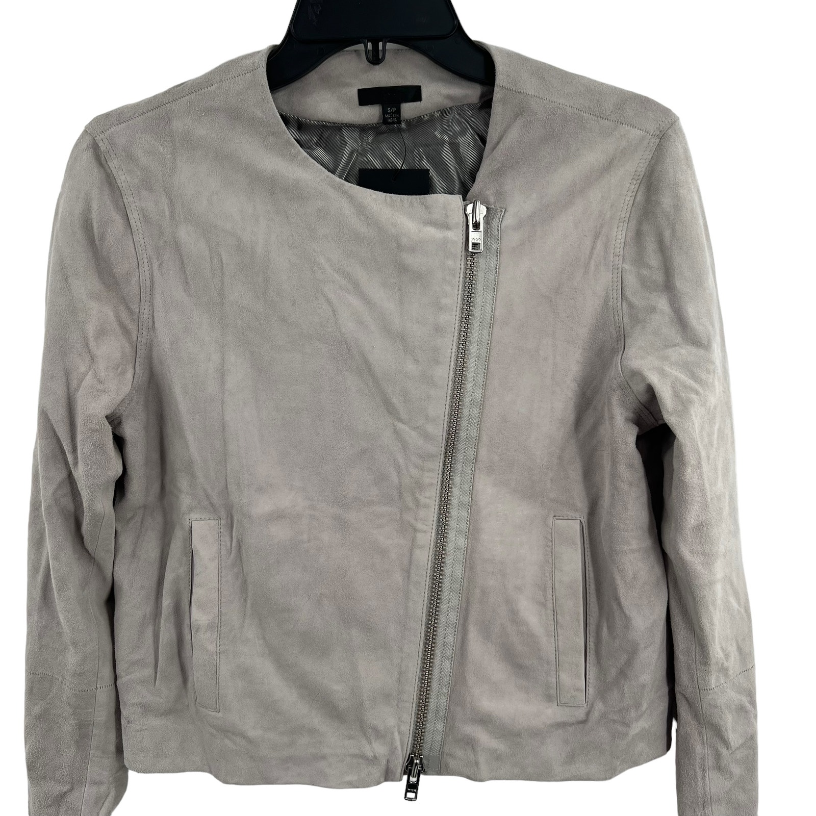 Atm Grey Suede Moto Jacket Size Small New